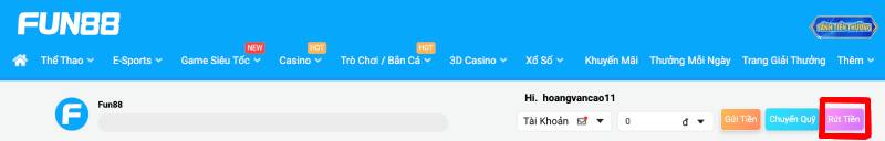 Cách Rút Tiền Fun88 An Toàn Và Nhanh Chóng 4 Bước 2: Mở Mục “Rút Tiền” Để Giao Dịch.